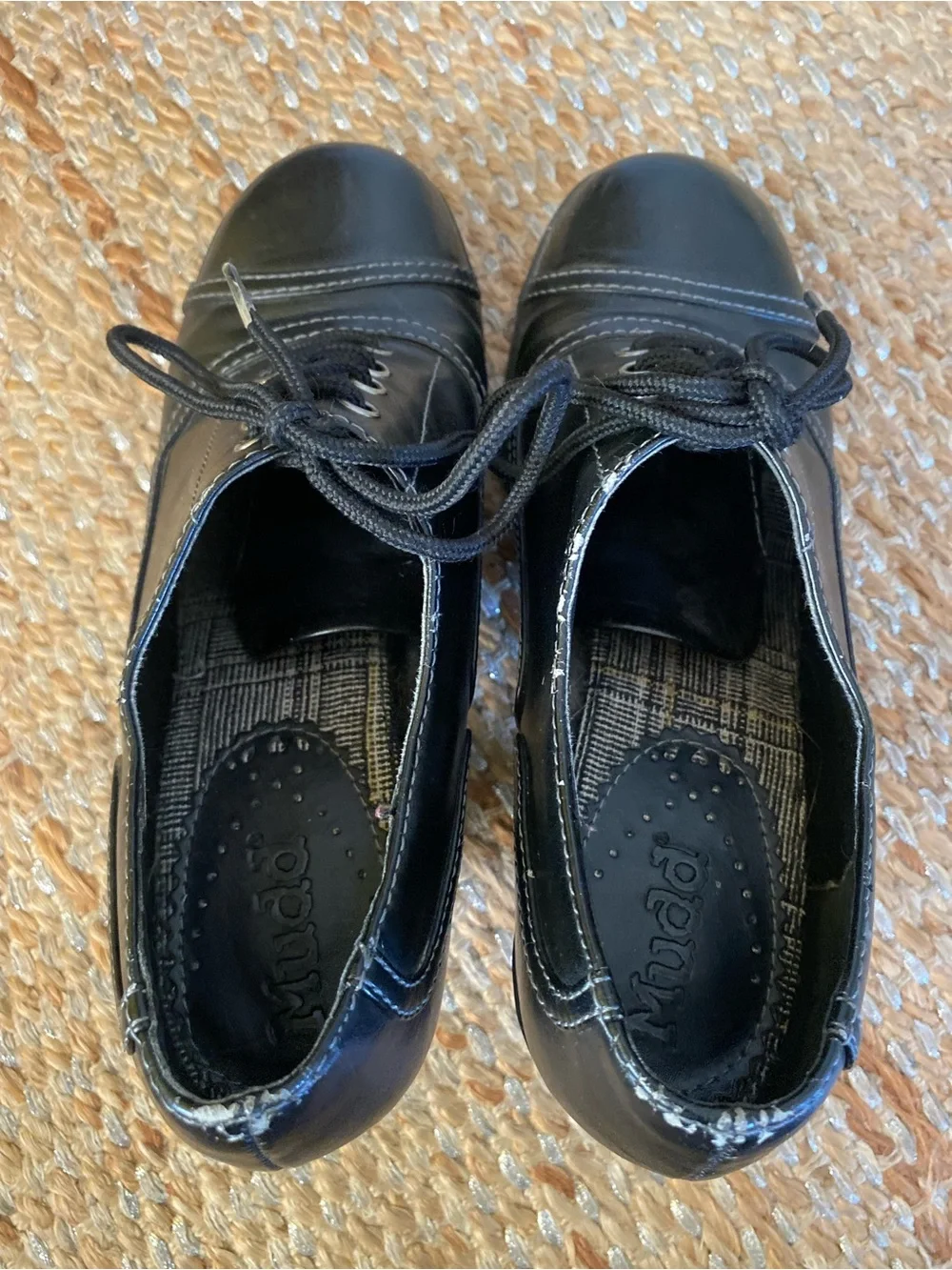 Vintage Y2K Mudd Chunky Heel Oxfords Black Lace Up Pumps Whimsygoth Grunge SZ 7